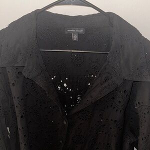 Universal Standard Black Eyelet Top